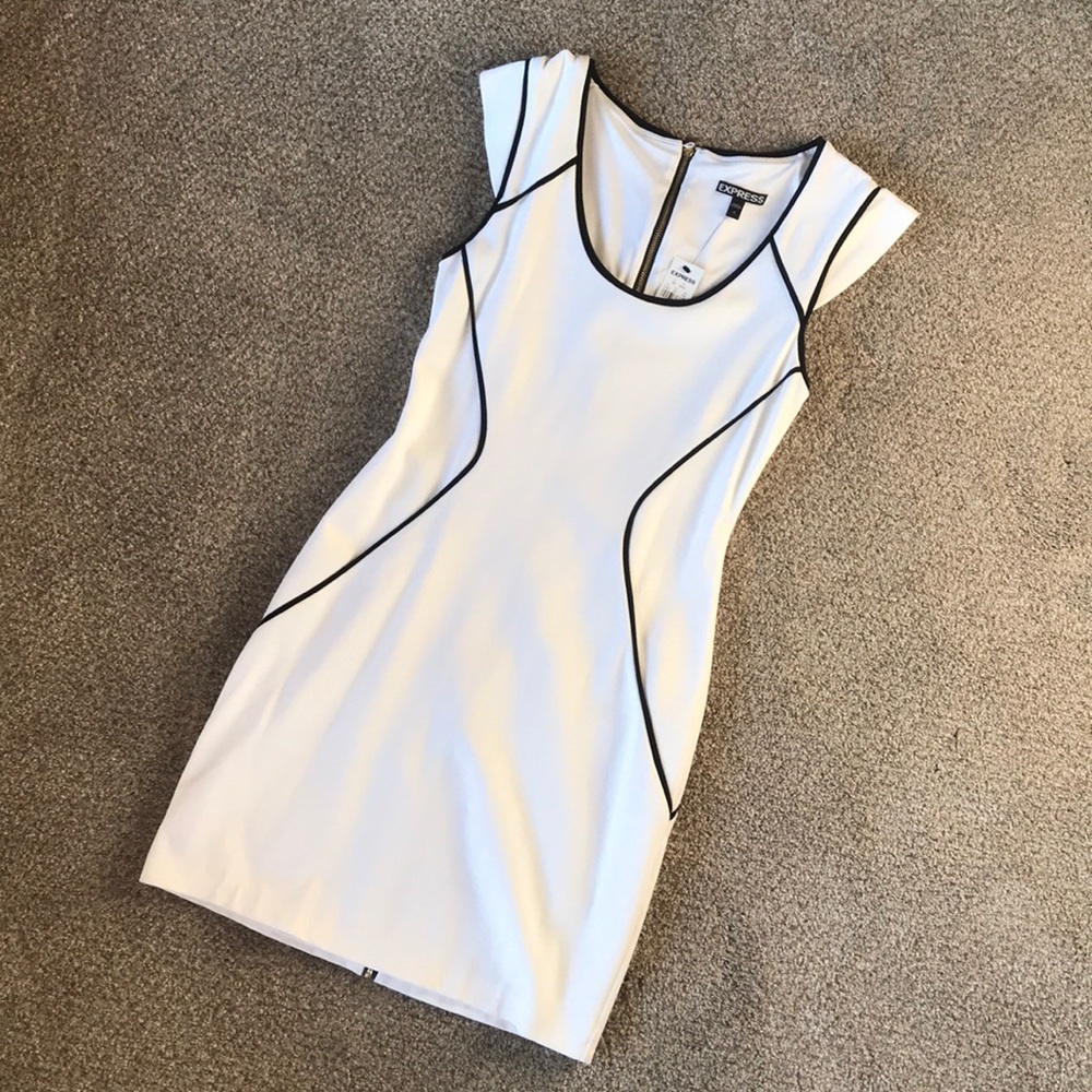 NWT Express white mini dress with full back zip